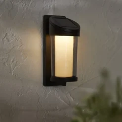 STAR TRADING Utendørs LED-vegglampe Alippa, svart Høyde 21 cm metall| Solcellelamper