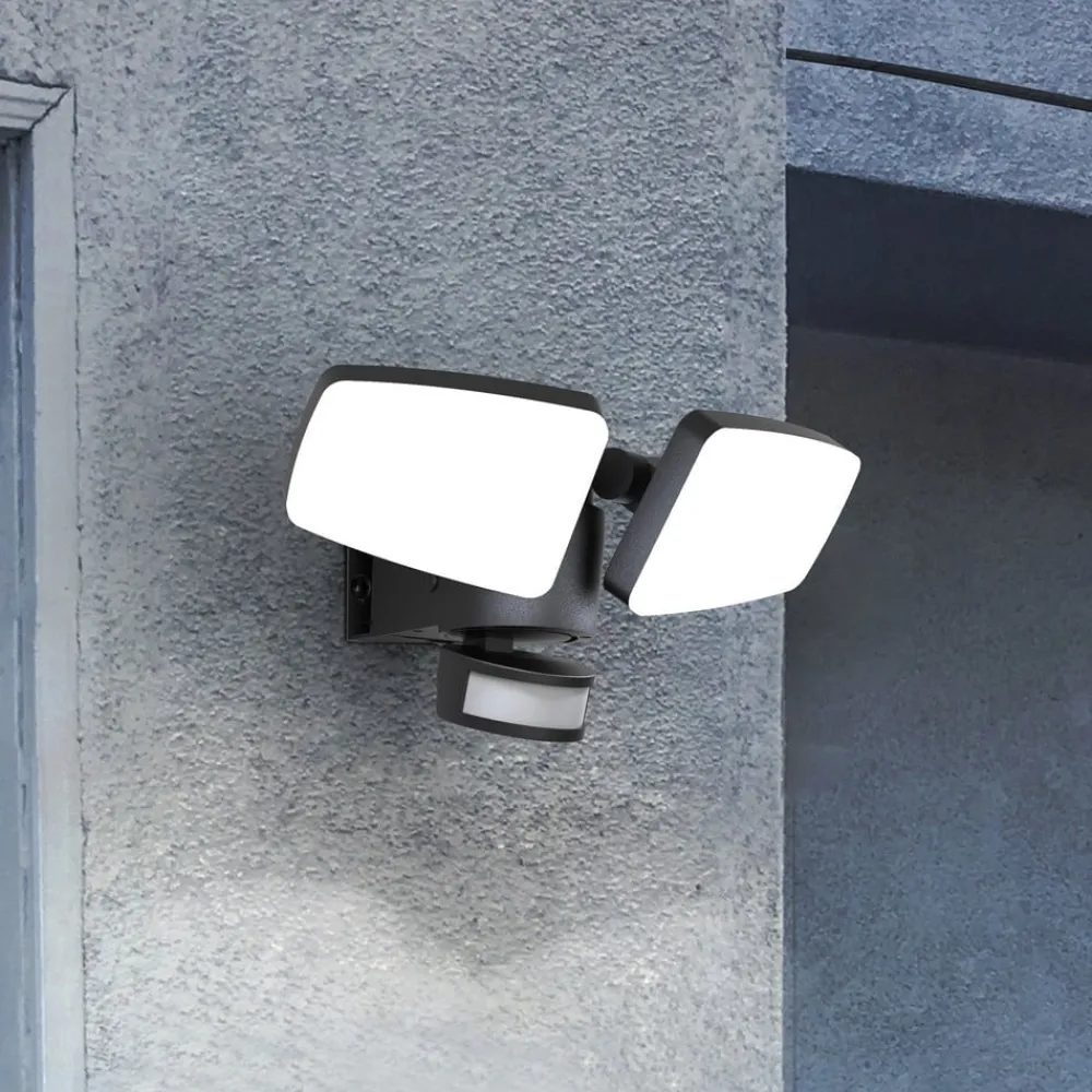 Heitronic Utendørs LED-vegglampe Duplex, 2 lyskilder, hjørnemontering| Kommersiell Utebelysning|Solcellelamper Med Sensor