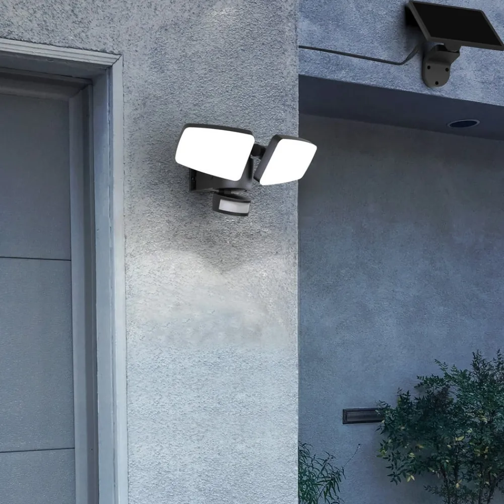 Heitronic Utendørs LED-vegglampe Duplex, 2 lyskilder, hjørnemontering| Kommersiell Utebelysning|Solcellelamper Med Sensor