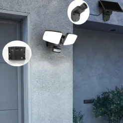 Heitronic Utendørs LED-vegglampe Duplex, 2 lyskilder, hjørnemontering| Kommersiell Utebelysning|Solcellelamper Med Sensor