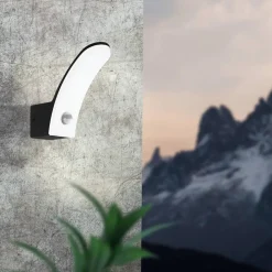 EGLO Utendørs LED-vegglampe Fiumicino med sensor| Kommersiell Utebelysning|Vegglamper Med Sensor