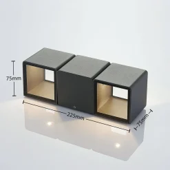 Lindby Utendørs LED-vegglampe Niklas, kantet