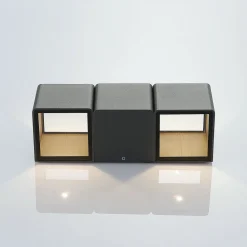 Lindby Utendørs LED-vegglampe Niklas, kantet