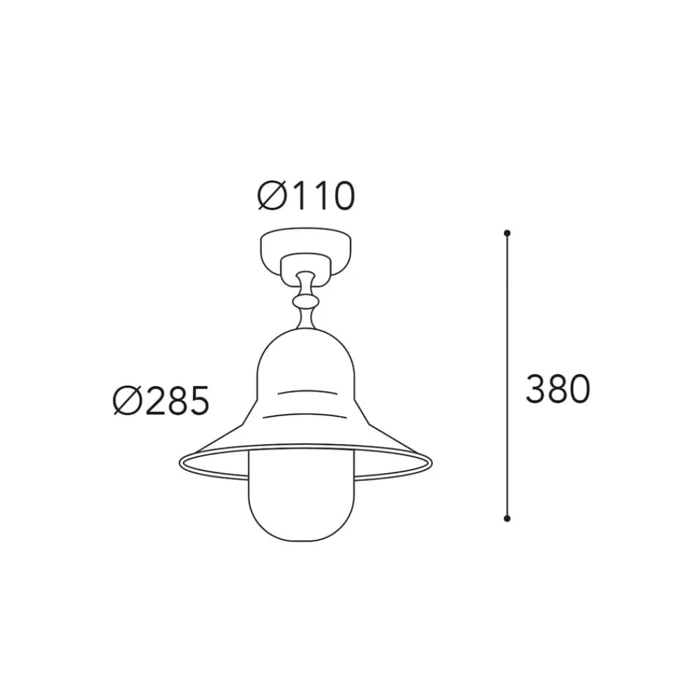 Moretti Luce Utendørs taklampe Campanula 2095, antikk messing, Ø 29 cm IP44| Taklamper Utendørs