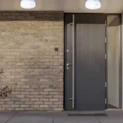 Globo Utendørs taklampe Vranos, sølvfarget, Ø 24 cm, aluminium| Terrassebelysning|Taklamper Utendørs