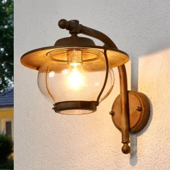 Moretti Luce Utendørs vegglampe Adessora, antikk messing| Vegglamper Utendørs