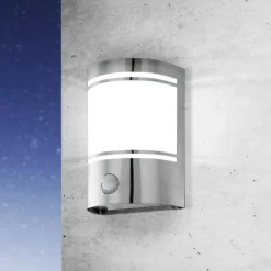 EGLO Utendørs vegglampe Cerno, bevegelsessensor, stål Hot