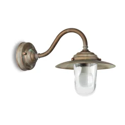 Moretti Luce Utendørs vegglampe Chalet, IP44, messing, glass, utspring 38 cm| Vegglamper Utendørs