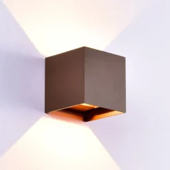 Mantra Iluminación Utendørs vegglampe Davos, corten, kantet, dimbar, aluminium| Led-Utendørs