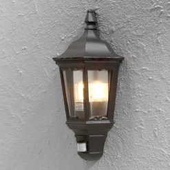 Konstsmide Utendørs vegglampe Firenze halvskål, sensor, svart New