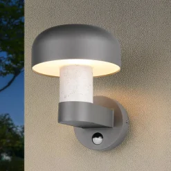 Trio Lighting Utendørs vegglampe Fraser Sensor grå/betonlook, aluminium IP54 E27| Vegglamper Med Sensor