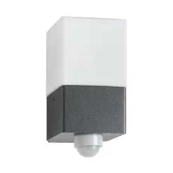 LCD Utendørs vegglampe Linus, grafitt, sensor, stål, glass, E27