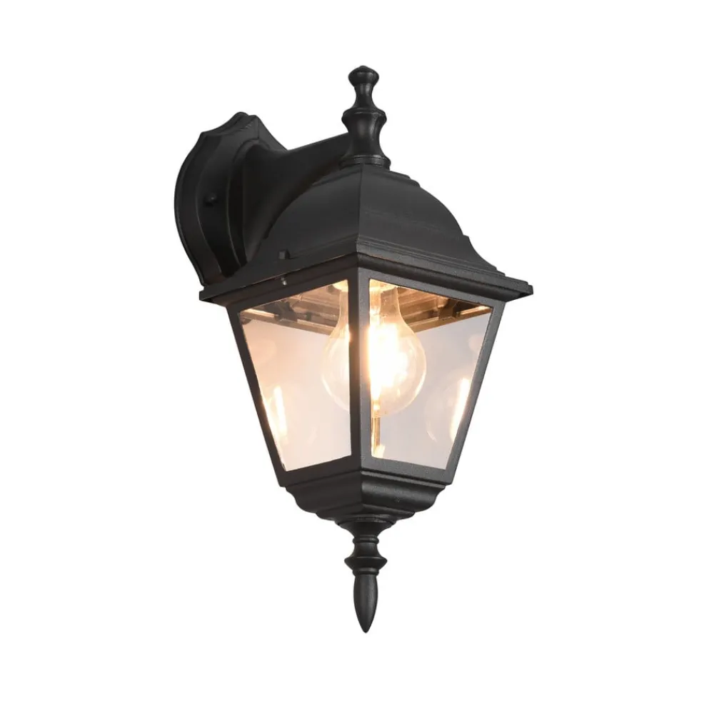 Trio Lighting Utendørs vegglampe Livenza, bunnkontakt, svart, aluminium| Terrassebelysning|Vegglamper Utendørs