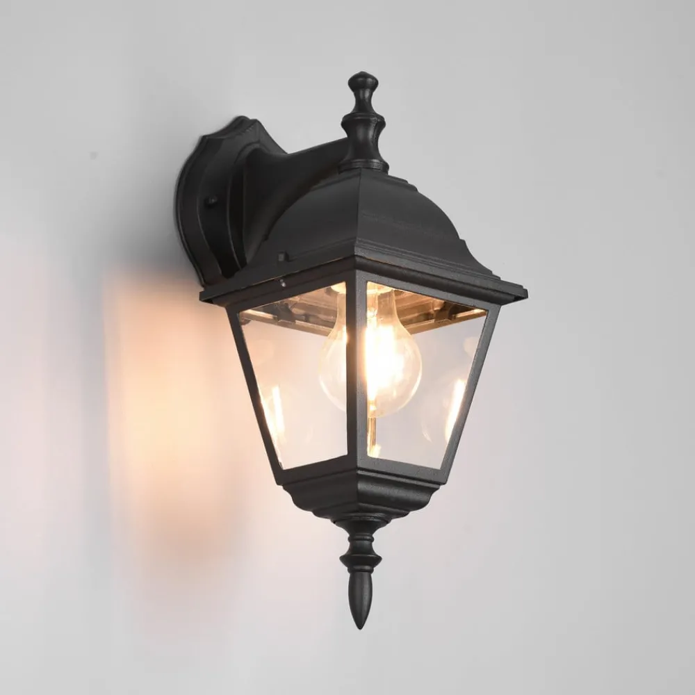 Trio Lighting Utendørs vegglampe Livenza, bunnkontakt, svart, aluminium| Terrassebelysning|Vegglamper Utendørs