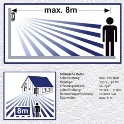CMD Utendørs vegglampe Long i stål med sensor| Vegglamper Med Sensor|Utebelysning Med Sensor
