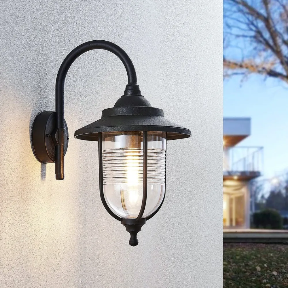 Lindby Utendørs vegglampe Naisha, diffusor med riller| Vegglamper Utendørs