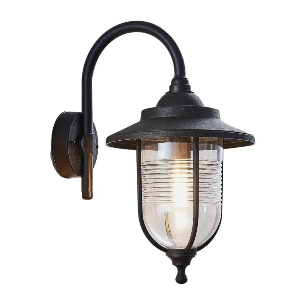 Lindby Utendørs vegglampe Naisha, diffusor med riller| Vegglamper Utendørs