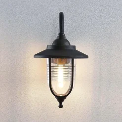 Lindby Utendørs vegglampe Naisha, diffusor med riller| Vegglamper Utendørs