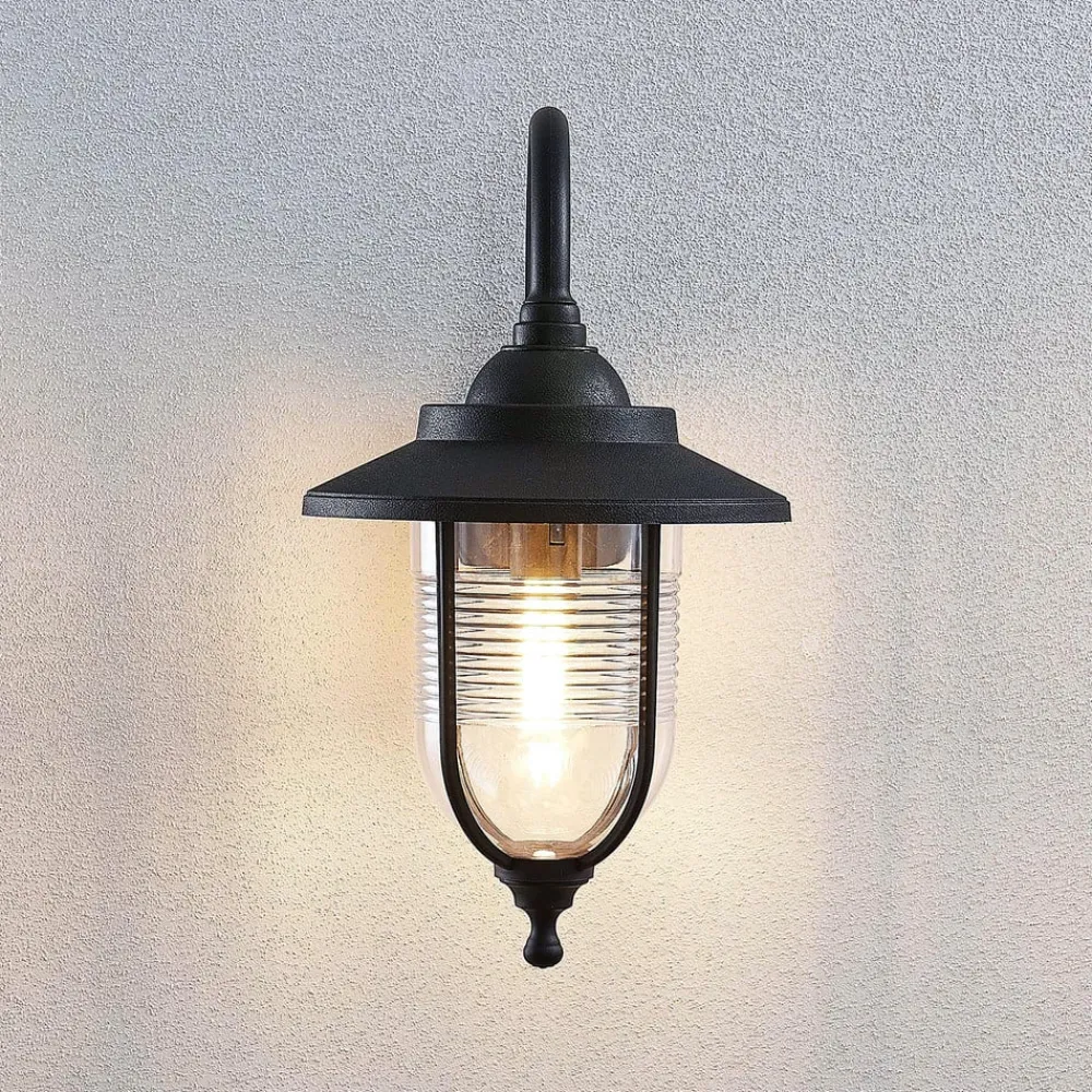 Lindby Utendørs vegglampe Naisha, diffusor med riller| Vegglamper Utendørs