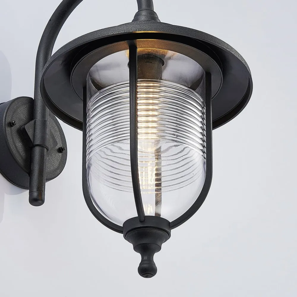 Lindby Utendørs vegglampe Naisha, diffusor med riller| Vegglamper Utendørs