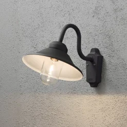 Konstsmide Utendørs vegglampe Vega, bredde 29,5 cm, svart| Vegglamper Utendørs