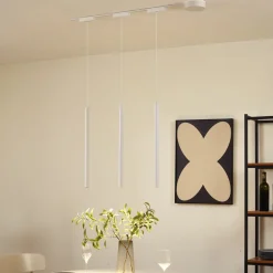 Lindby 48V Lumaro skinnesystem, pendel, rørpære, 3 lyskilder, hvit, CCT Online