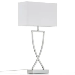 FISCHER & HONSEL Vakker tekstilbordlampe Anni krom og hvit| Bordlamper