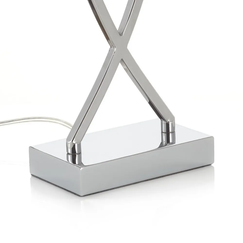 FISCHER & HONSEL Vakker tekstilbordlampe Anni krom og hvit| Bordlamper