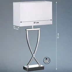 FISCHER & HONSEL Vakker tekstilbordlampe Anni krom og hvit| Bordlamper