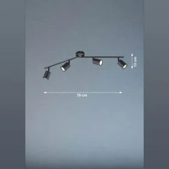 FISCHER & HONSEL Vano LED-takspot svart, 4 lyskilder| Spotter I Tak