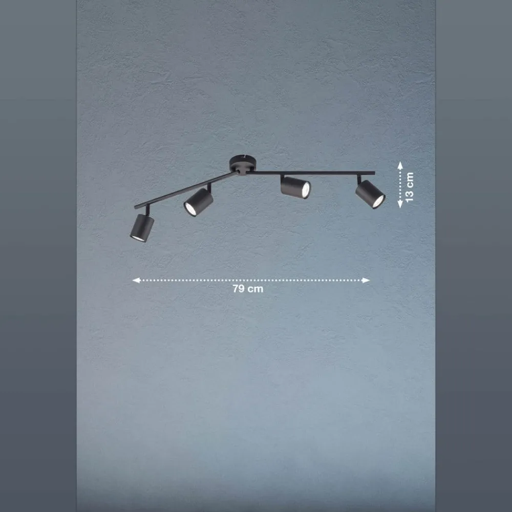 FISCHER & HONSEL Vano LED-takspot svart, 4 lyskilder| Spotter I Tak