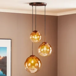 Globo Varus glasshengelampe i rav, 3 lyskilder Ø 51 cm Sale