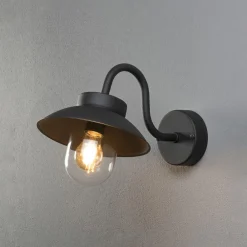 Konstsmide Vega Mini utendørs vegglampe, bredde 22 cm, svart| Vegglamper Utendørs
