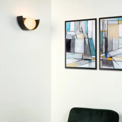 Lucide Vegglampe Benni med kuleskjerm av glass, svart Discount