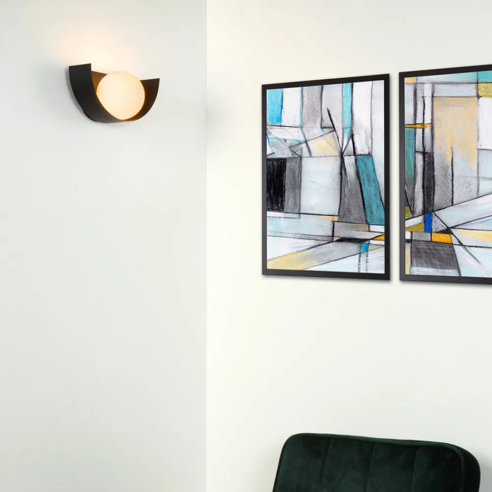 Lucide Vegglampe Benni med kuleskjerm av glass, svart Discount