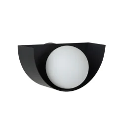 Lucide Vegglampe Benni med kuleskjerm av glass, svart Discount