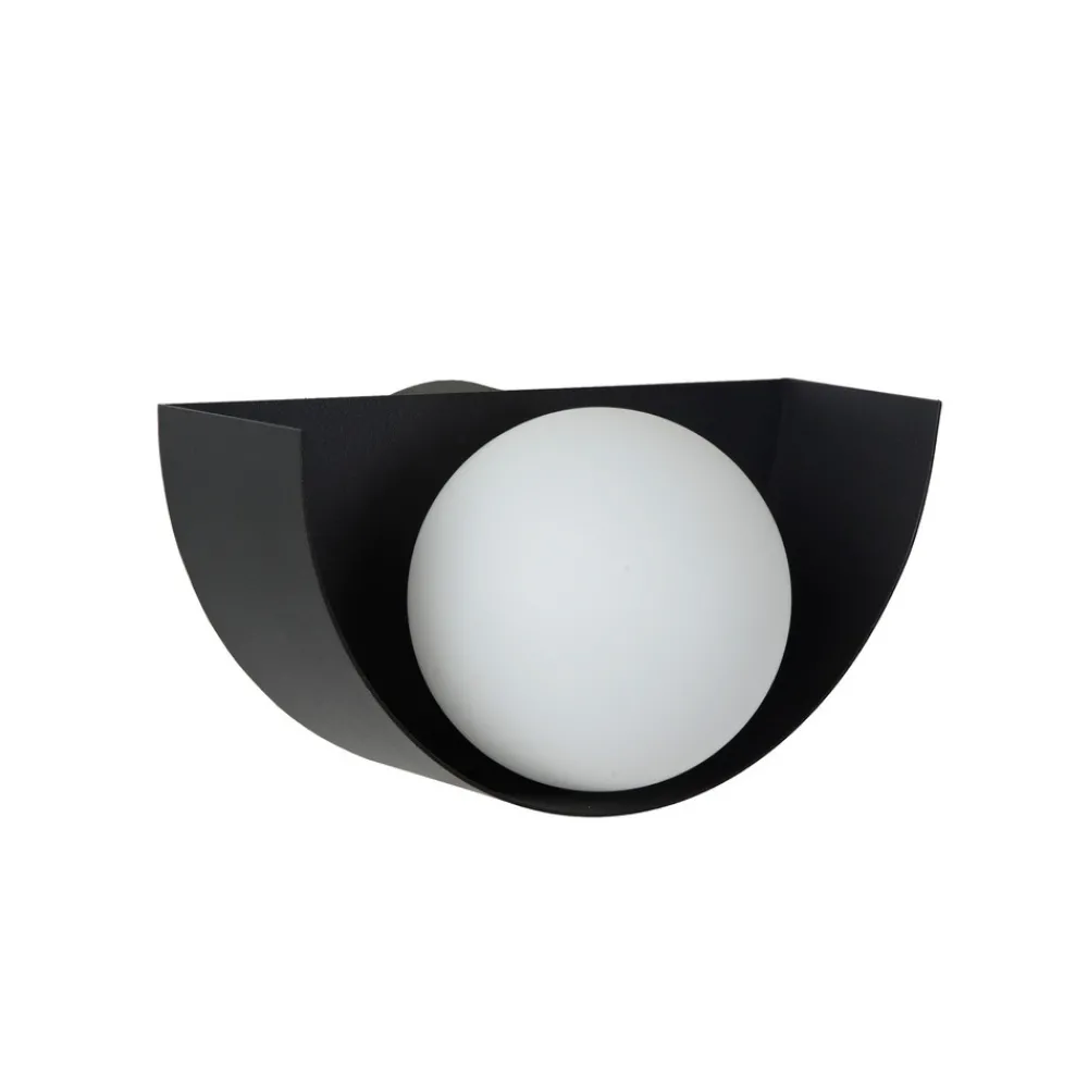 Lucide Vegglampe Benni med kuleskjerm av glass, svart Discount