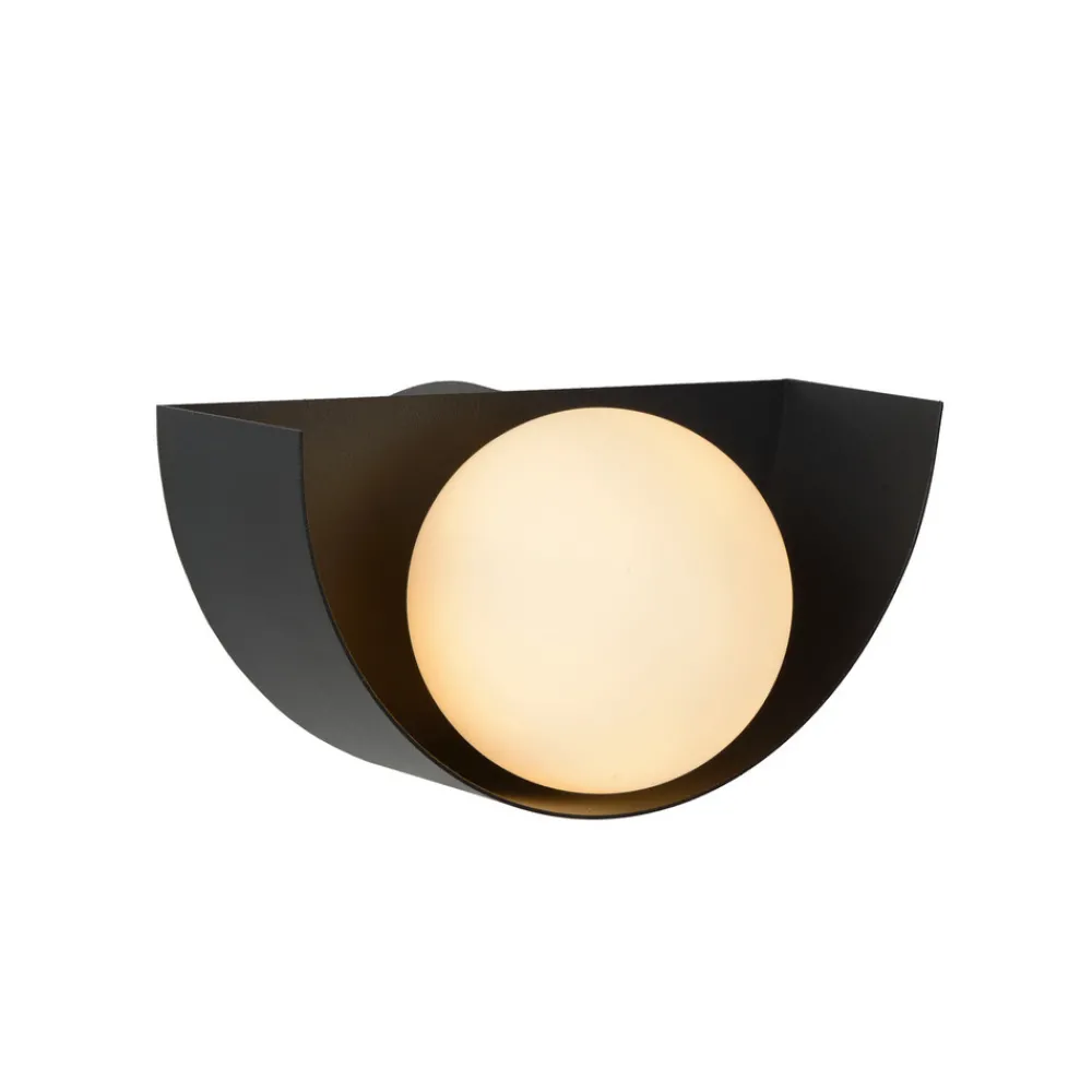 Lucide Vegglampe Benni med kuleskjerm av glass, svart Discount