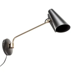 Northern Vegglampe Birdy i retrodesign i svart/messing| Vegglamper