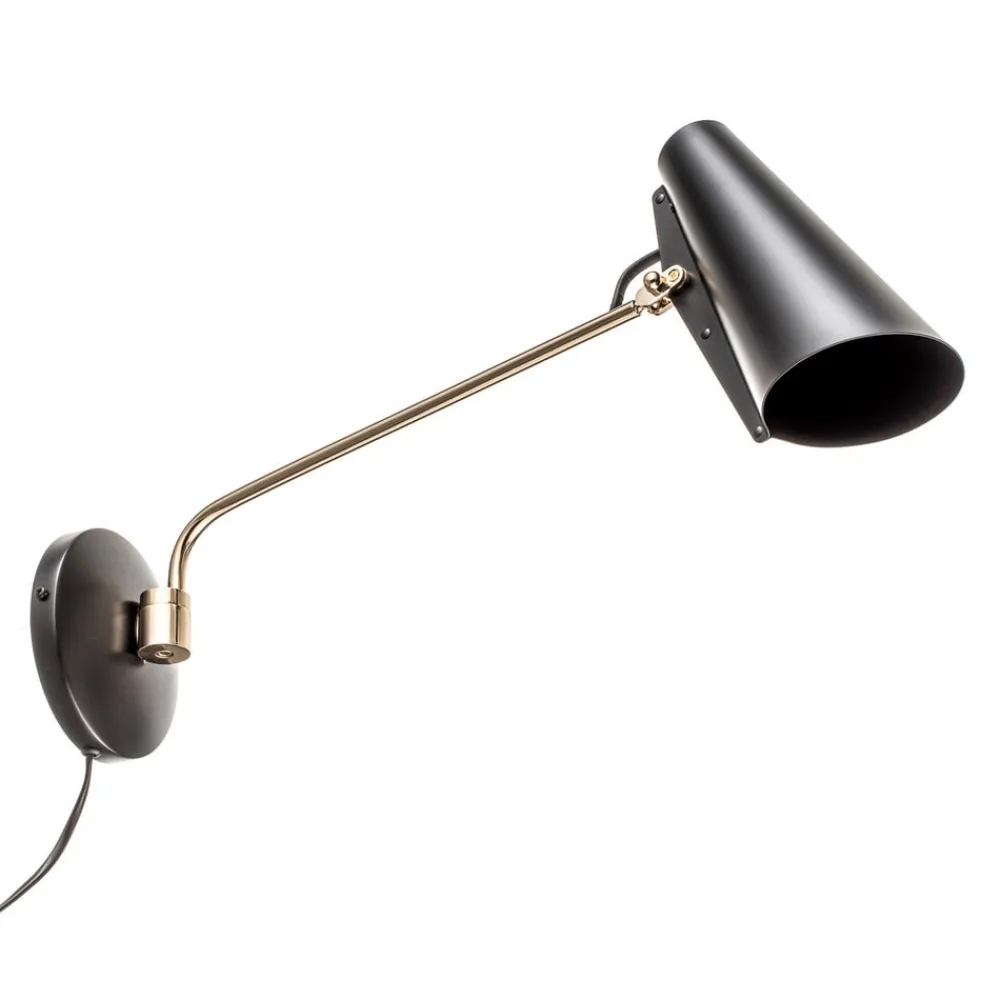 Northern Vegglampe Birdy i retrodesign i svart/messing| Vegglamper