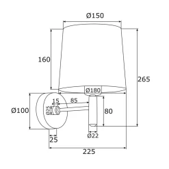 Argon Vegglampe Bono, tekstilskjerm, krom/svart Discount