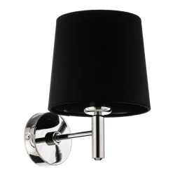 Argon Vegglampe Bono, tekstilskjerm, krom/svart Discount