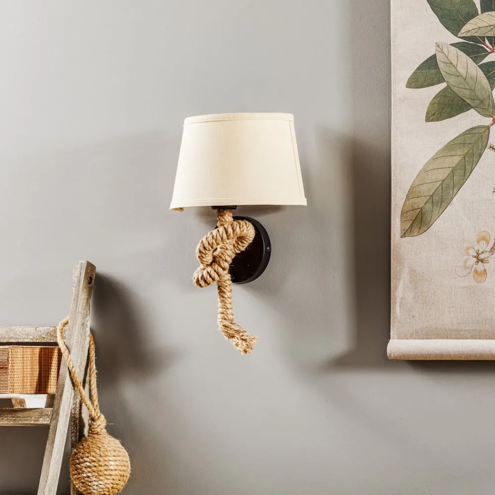 ONLI Vegglampe Corda med tekstilskjerm og tau-dekor| Design- Og Hotellbelysning|Vegglamper