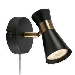 Markslöjd Vegglampe Folie, roterbar spot, svart/messing Outlet