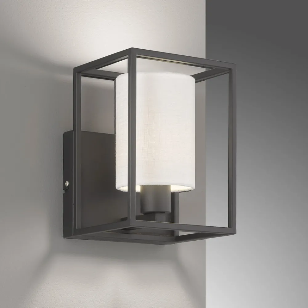 FISCHER & HONSEL Vegglampe Gilli med stoffskjerm hvit Online