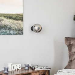 EMIBIG LIGHTING Vegglampe Glassy, svart, grafitt, glass, E14, Ø 14 cm Hot