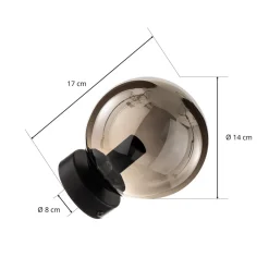 EMIBIG LIGHTING Vegglampe Glassy, svart, grafitt, glass, E14, Ø 14 cm Hot