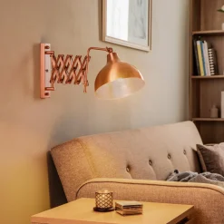 Avonni Vegglampe HAP-9082-CPR med skjærarm, kobber| Kontorbelysning|Vegglamper