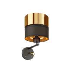 TK Lighting Vegglampe Hilton svart/gull med LED-leselampe| Vegglamper