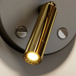 TK Lighting Vegglampe Hilton svart/gull med LED-leselampe| Vegglamper
